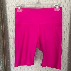 Hot Pink, High-waisted Bike Shorts. Side Pockets. Sz Medium. Excellent cond.